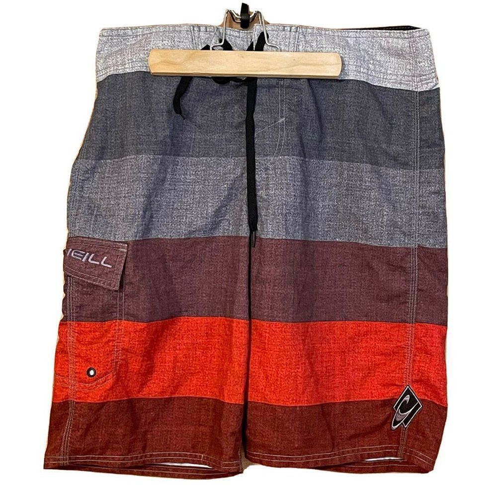 o’neil mens medium striped board shorts swim trunks Swimming Beach Bathing Suit